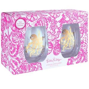 NEW IN BOX Lilly Pulitzer stemless wine glasses